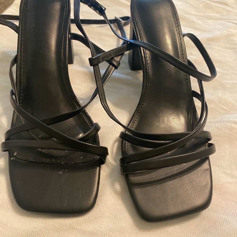 Black strap heels